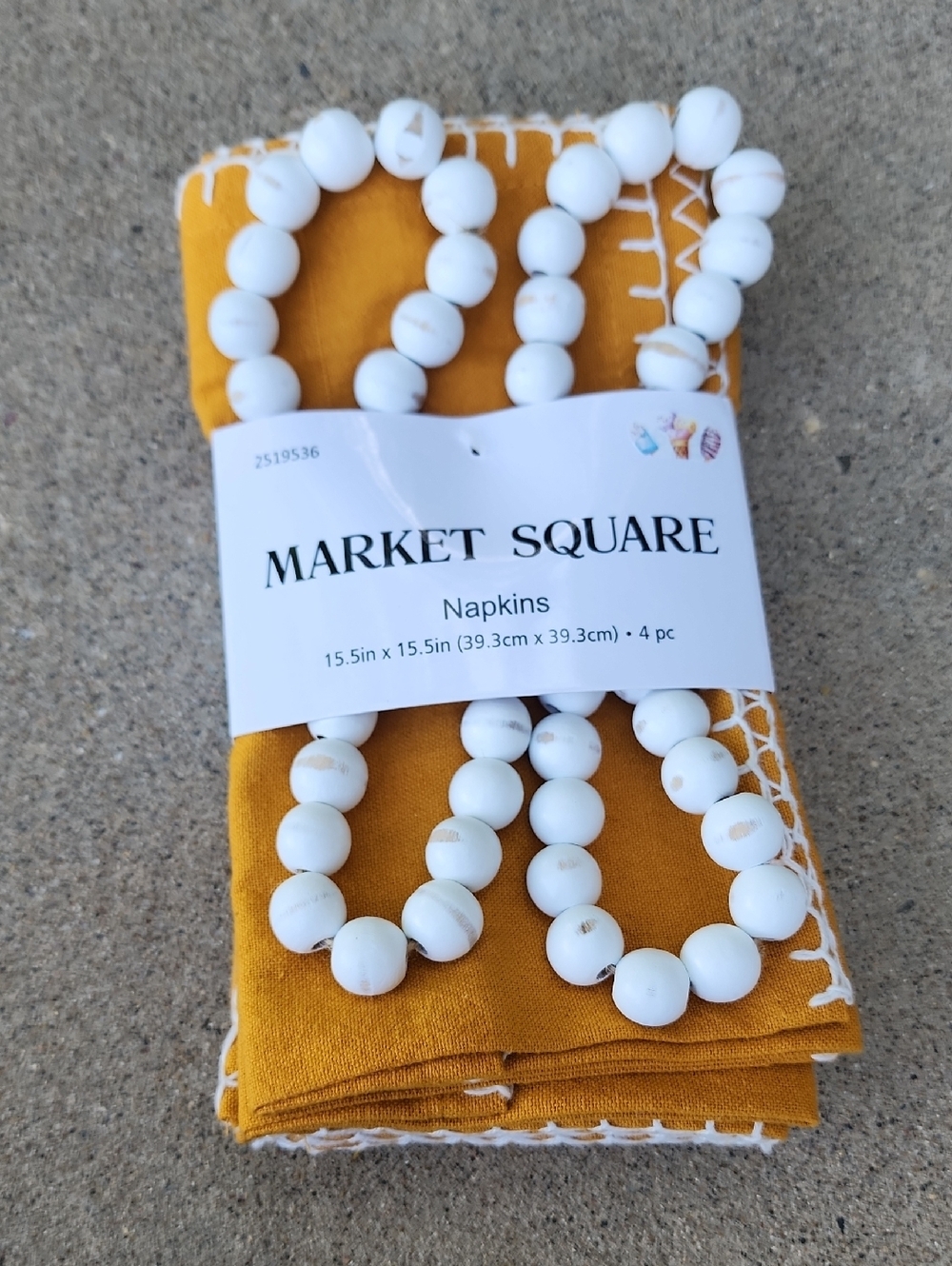NWT Mustard Yellow Beaded Napkin Set